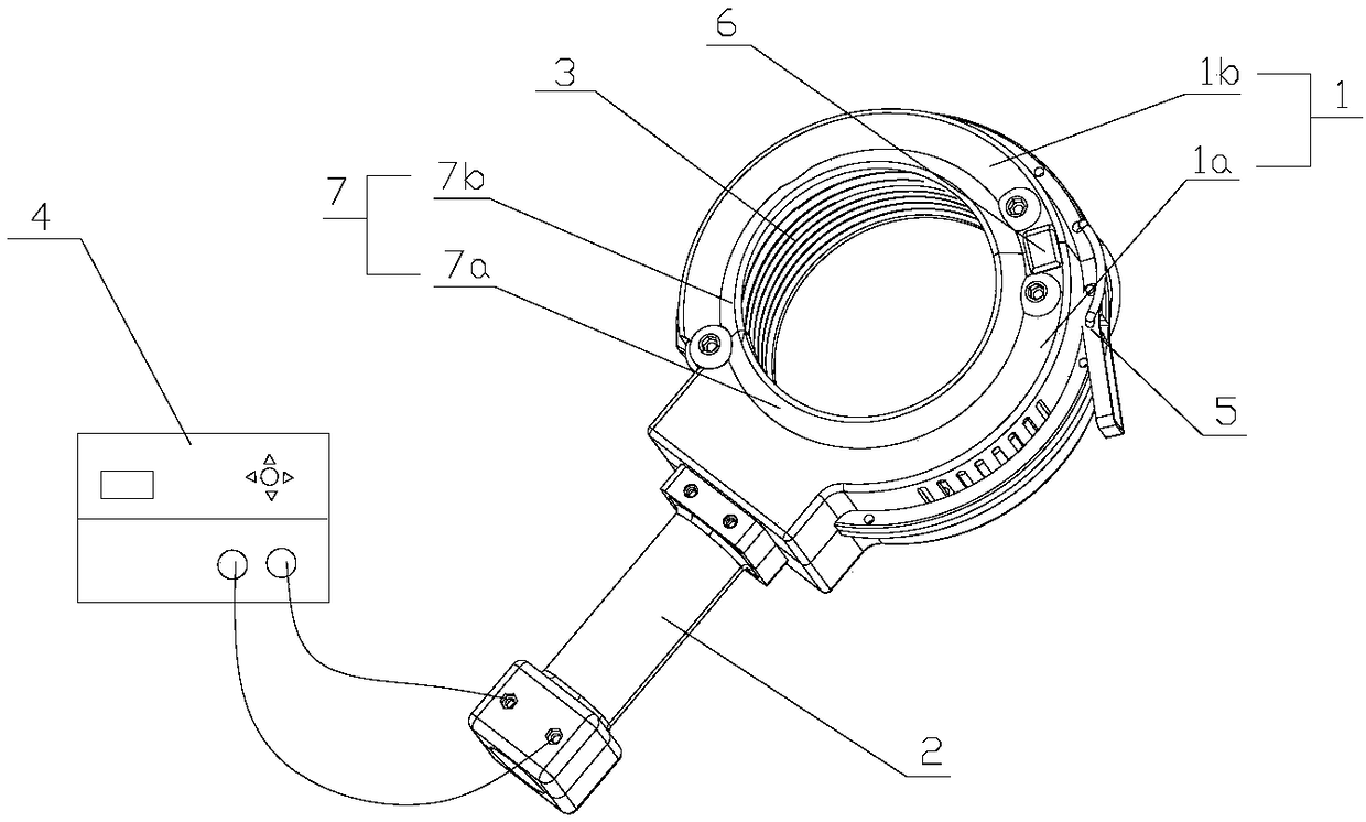 A steel-plastic composite pipe electromagnetic heating welding fixture