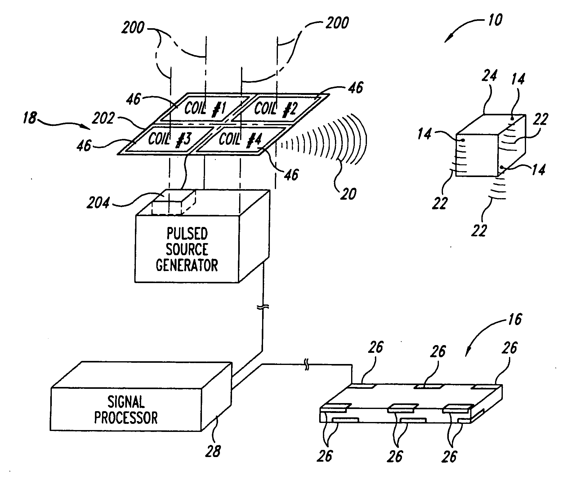 System for spatially adjustable excitation of leadless miniature marker