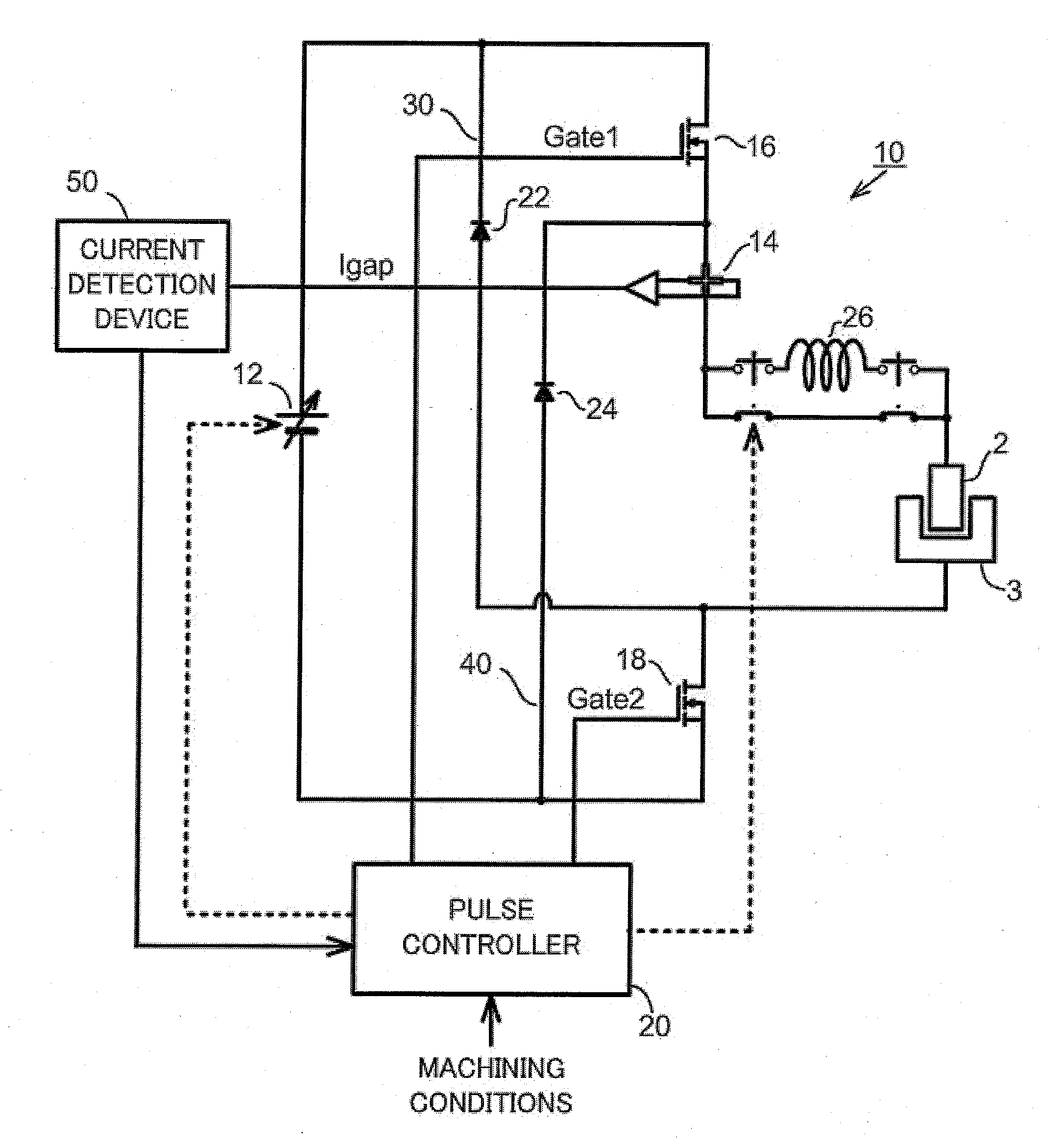 Power supply device for sinker electric discharge machining