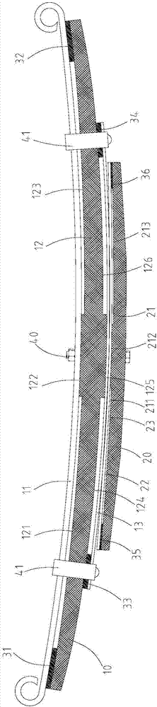 Leaf spring with gradually-changed rigidity, leaf spring suspension system and vehicle