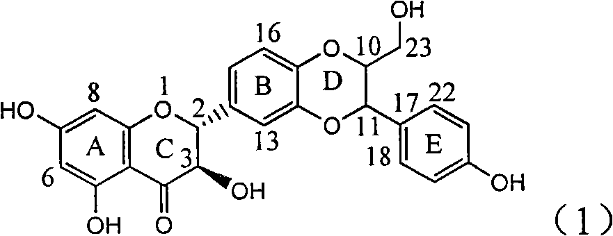 Application of E-ring demethoxy-silibinin for preparing medicament for treating viral hepatitis B