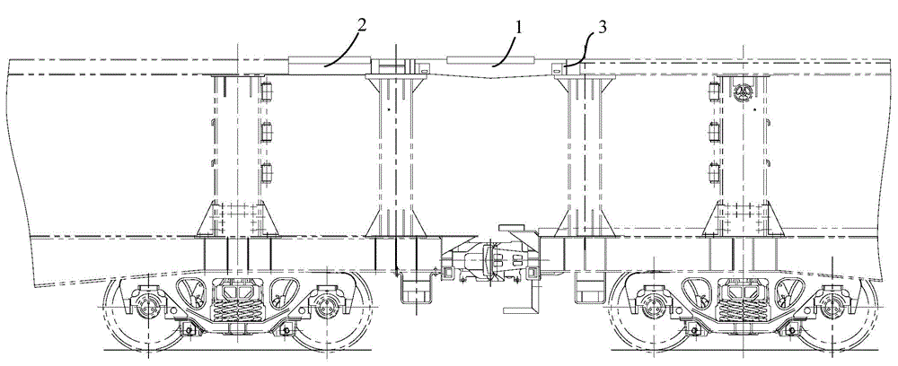 Rail connecting device and long steel rail transport trainset