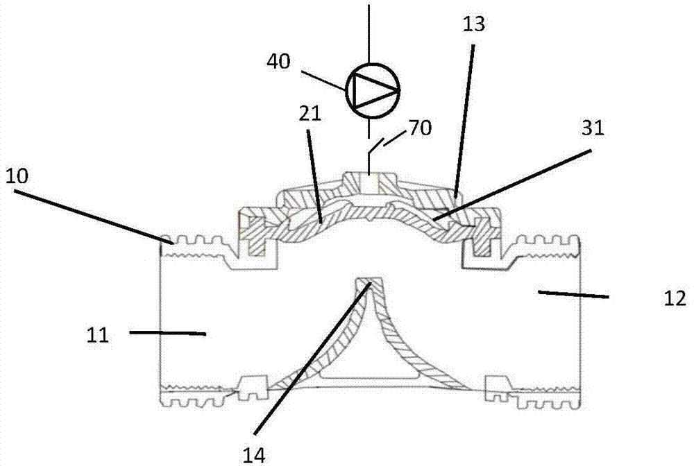 Diaphragm valve with zero gauge pressure opening