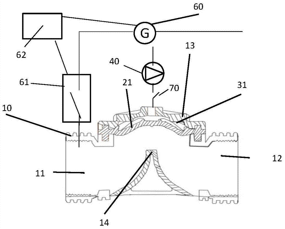 Diaphragm valve with zero gauge pressure opening