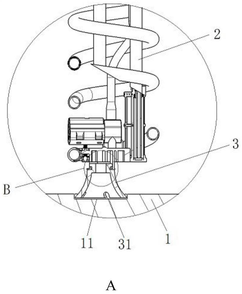 Liquid level sensor bottom end fixing structure