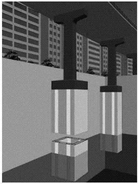 Variable section shaft underground continuous wall foundation and construction method thereof