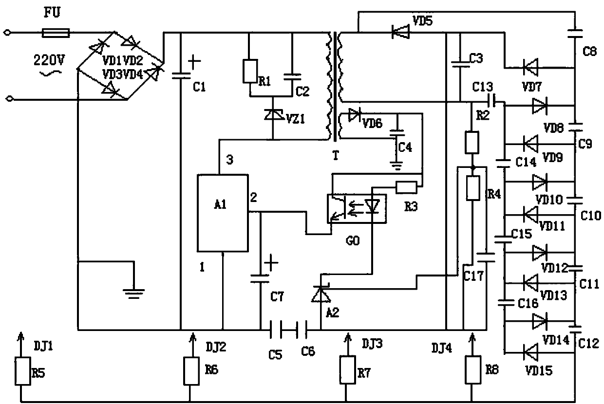 A negative ion generator used in a large space