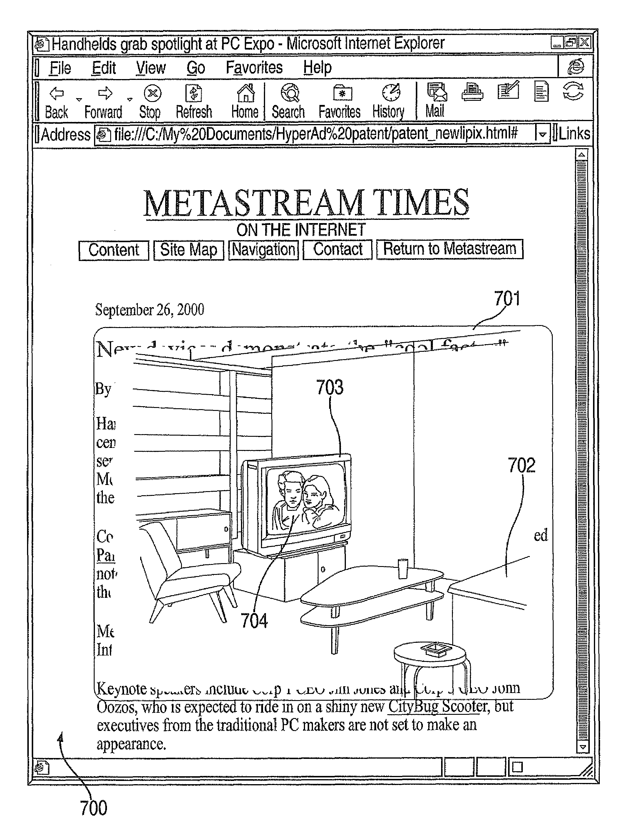 Method and system for using a hyperlink, banner, or graphical icon to initiate the overlaying of an object on a window