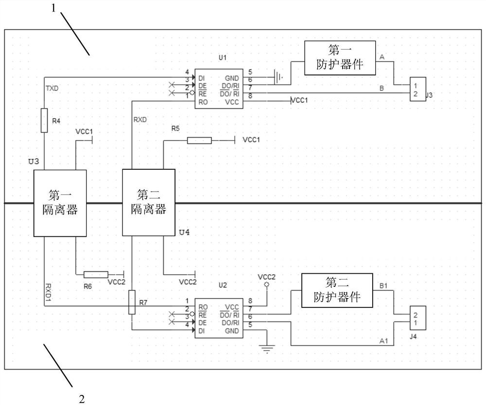 RS-485 isolation circuit and safety barrier