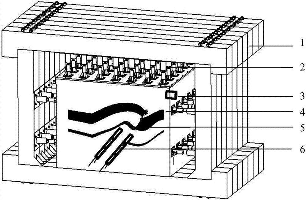 Geomechanical model test based blasting simulation test device and method