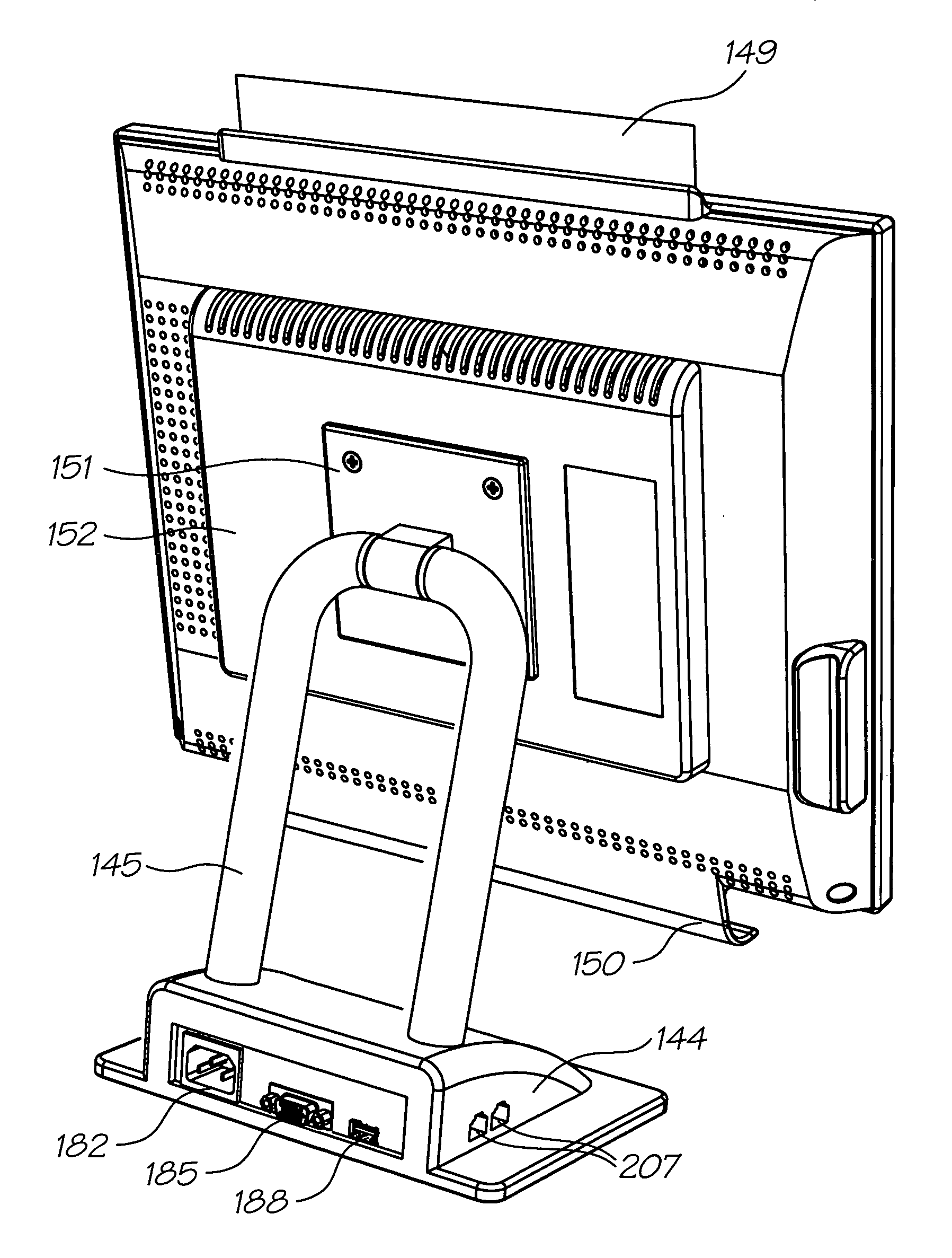 Display device for use as a computer monitor, having a printer controller and a pagewidth printhead