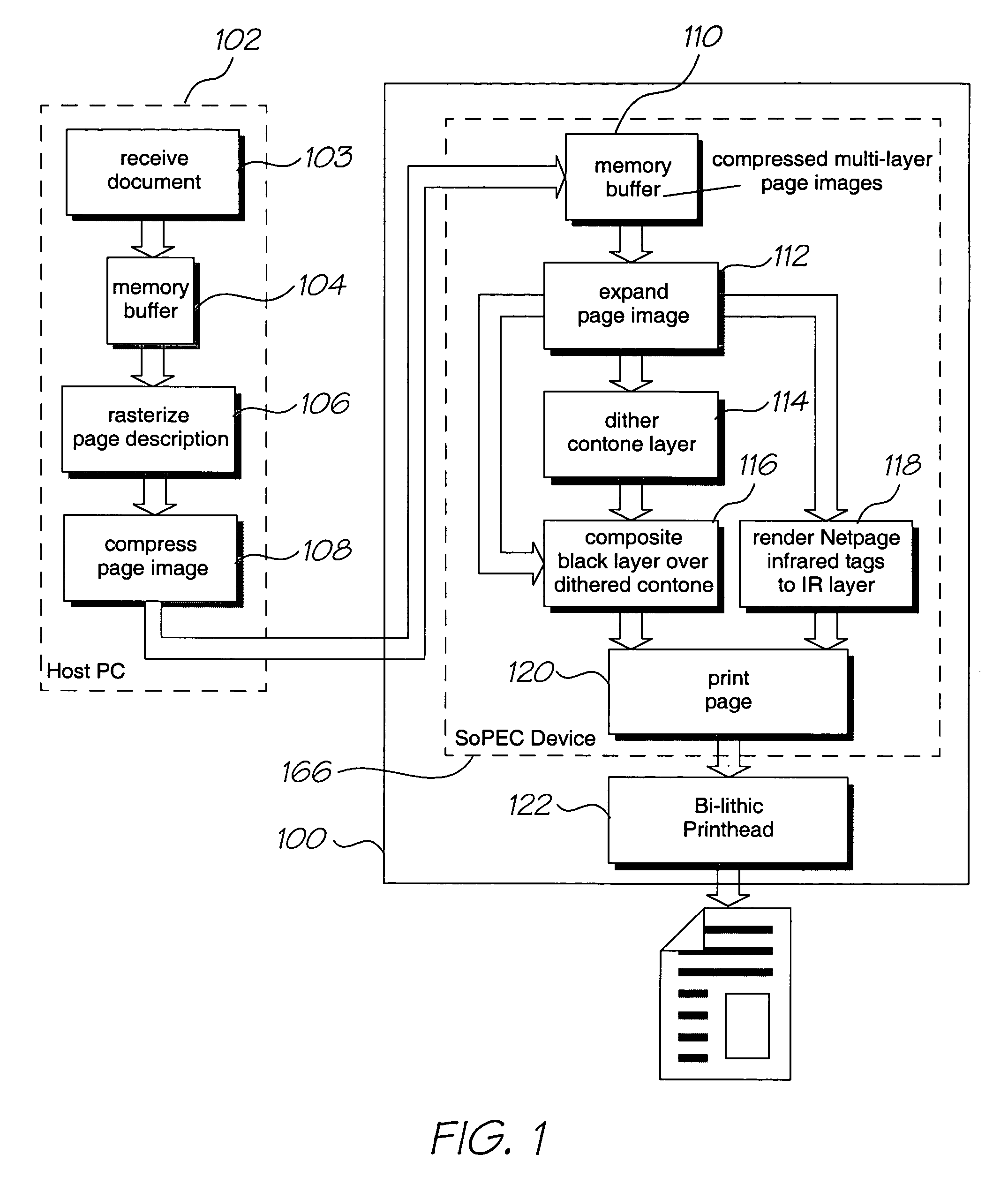 Display device for use as a computer monitor, having a printer controller and a pagewidth printhead