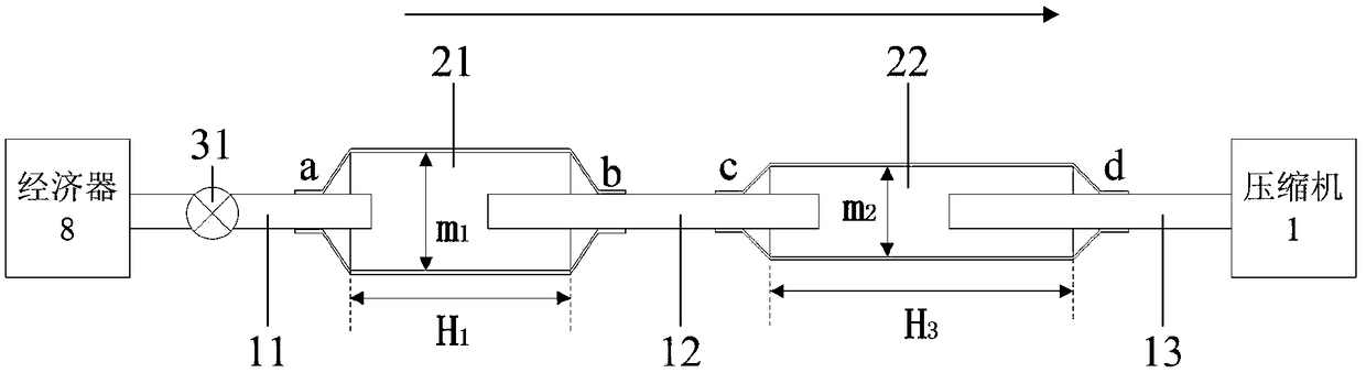 Gas supplementing and enthalpy increasing pipeline system for air conditioner