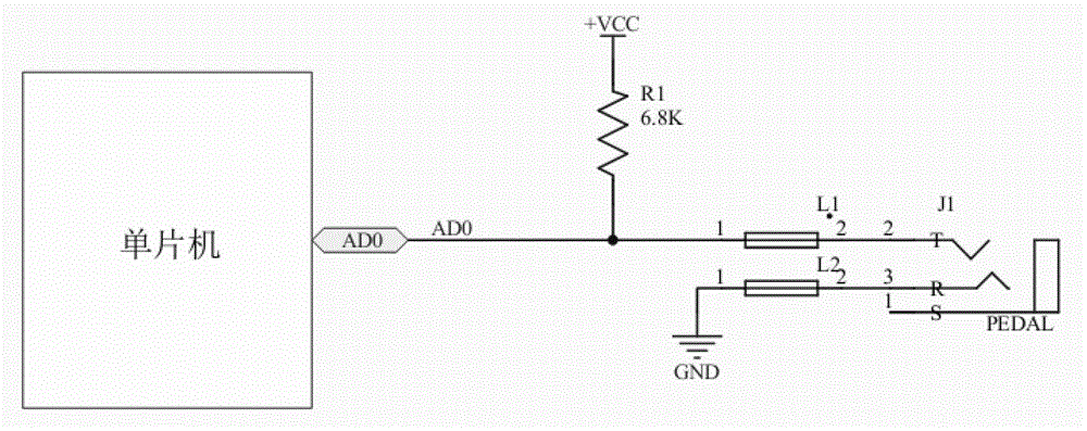 General volume pedal circuit of electronic organ