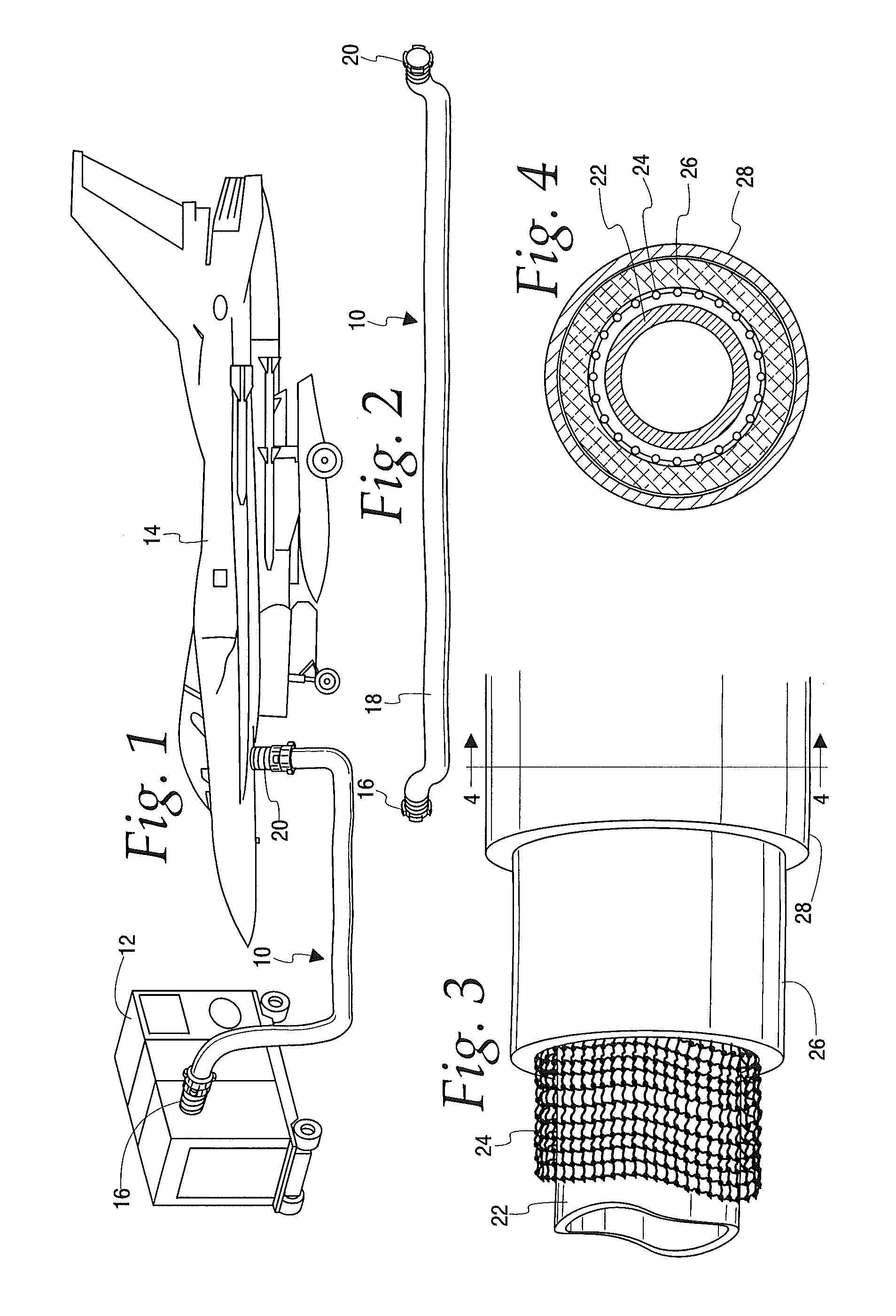 Aircraft ground support hose assembly