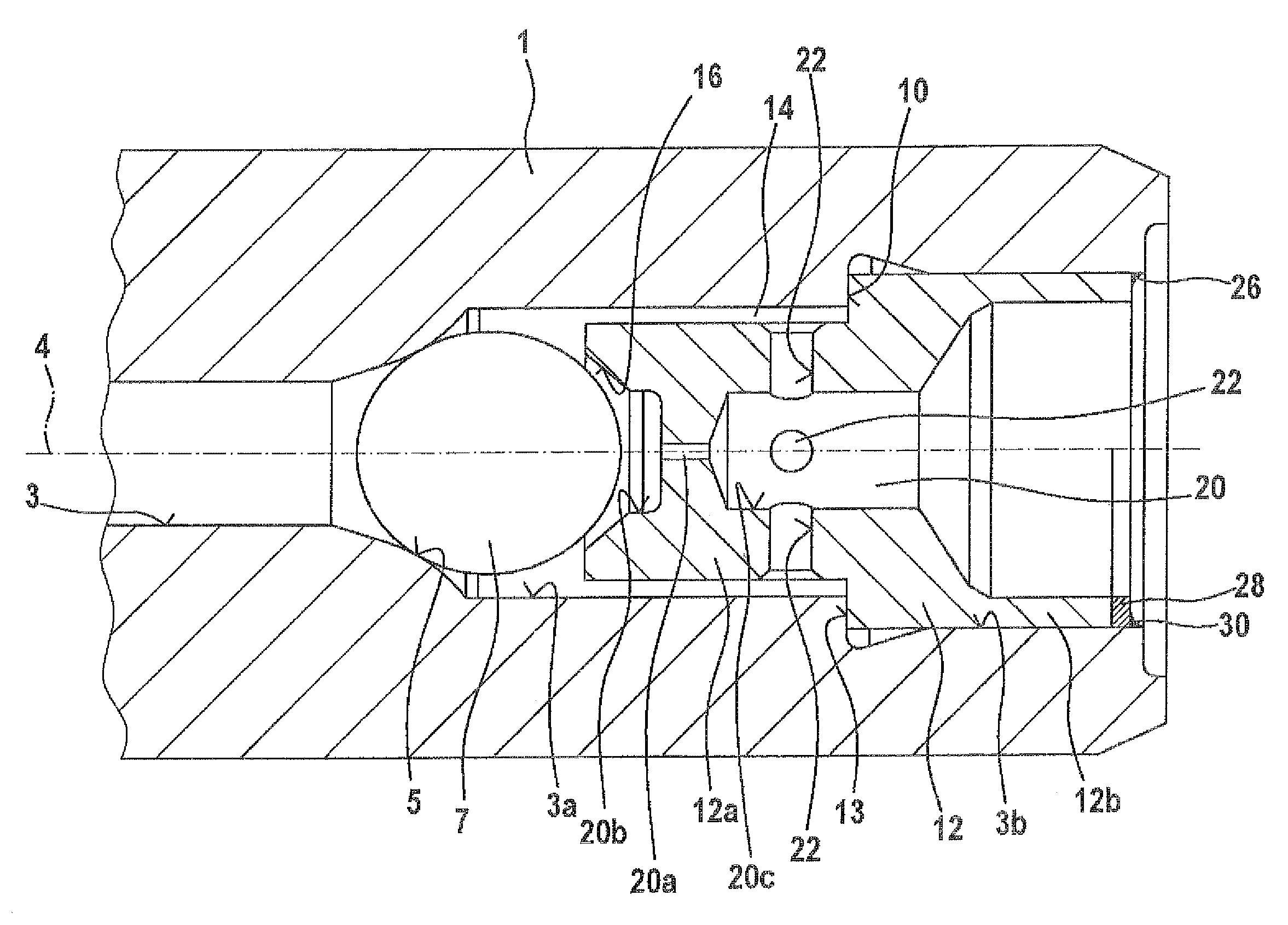 Check valve, and injector with hydraulic booster and check valve