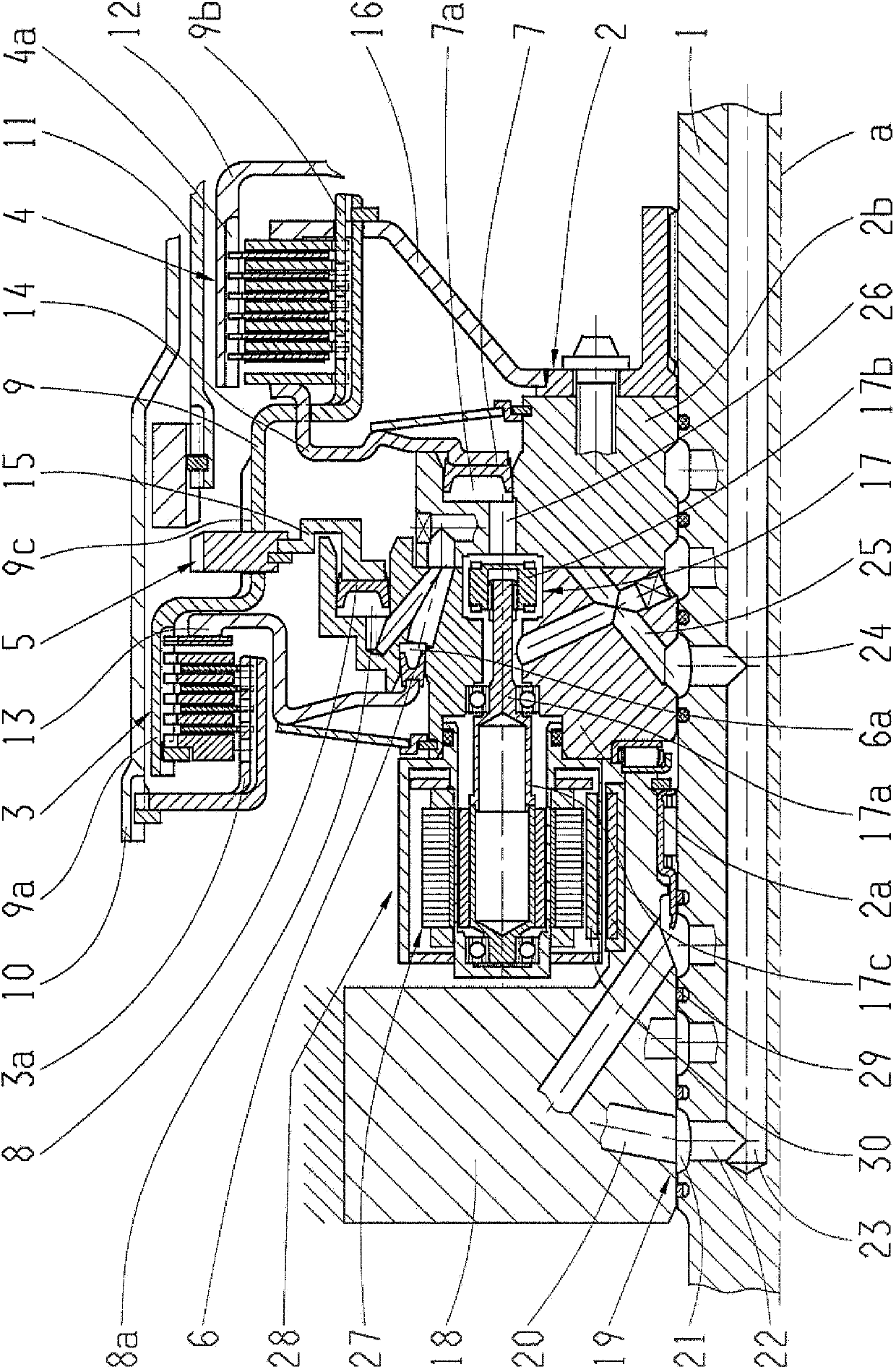 Actuation device for actuating switching elements