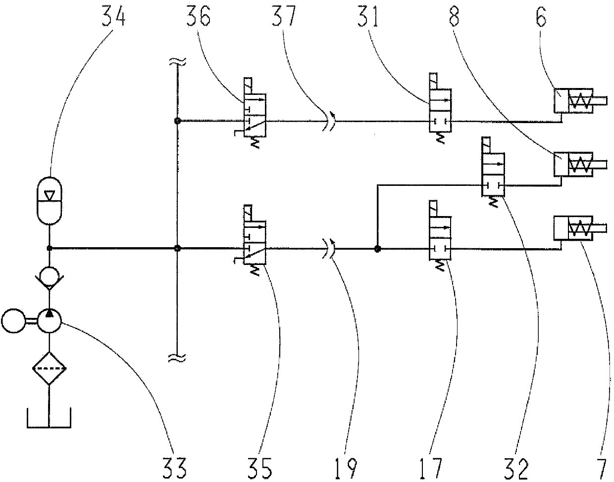 Actuation device for actuating switching elements