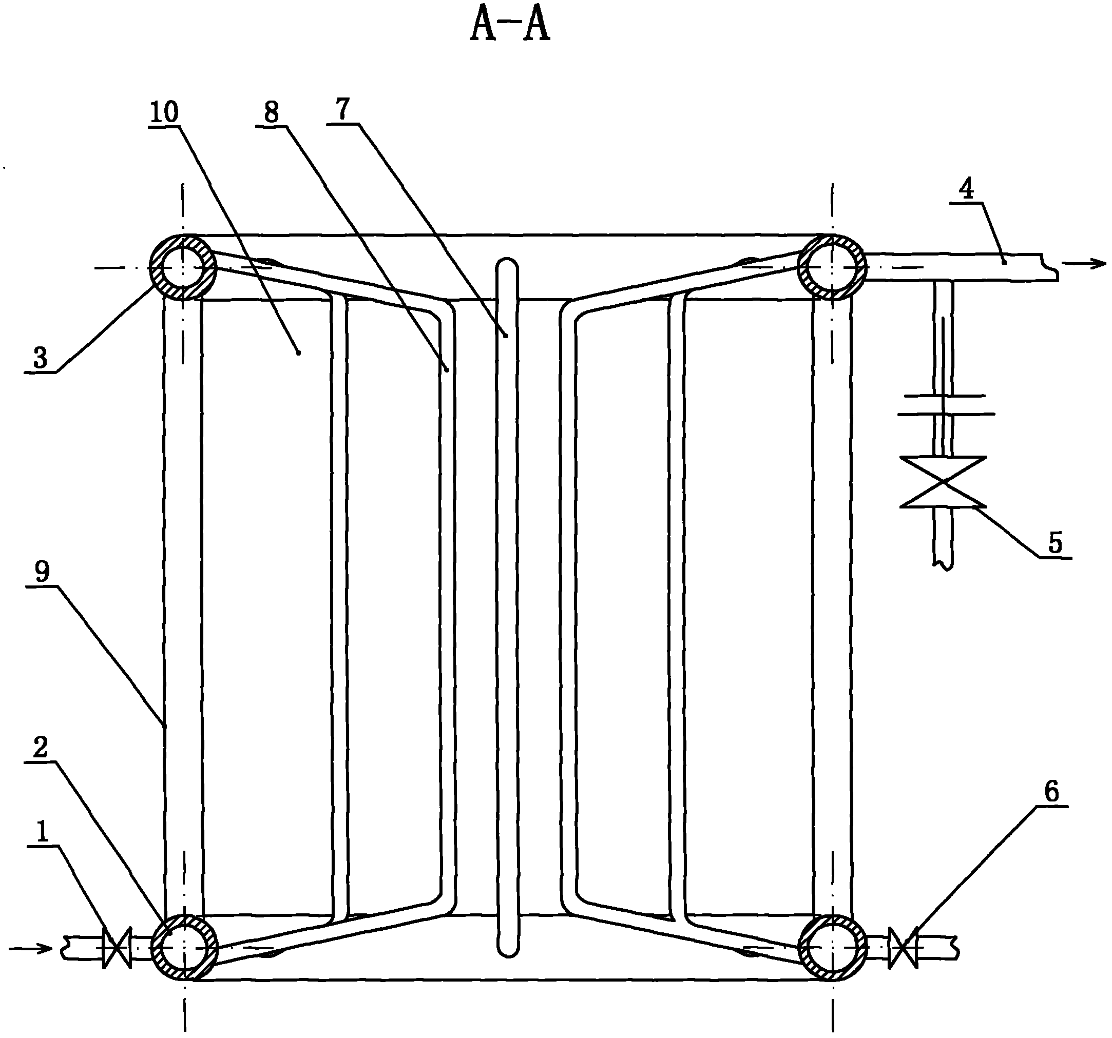 Membrane wall flue gas waste heat absorption device of vertical boiler chimney