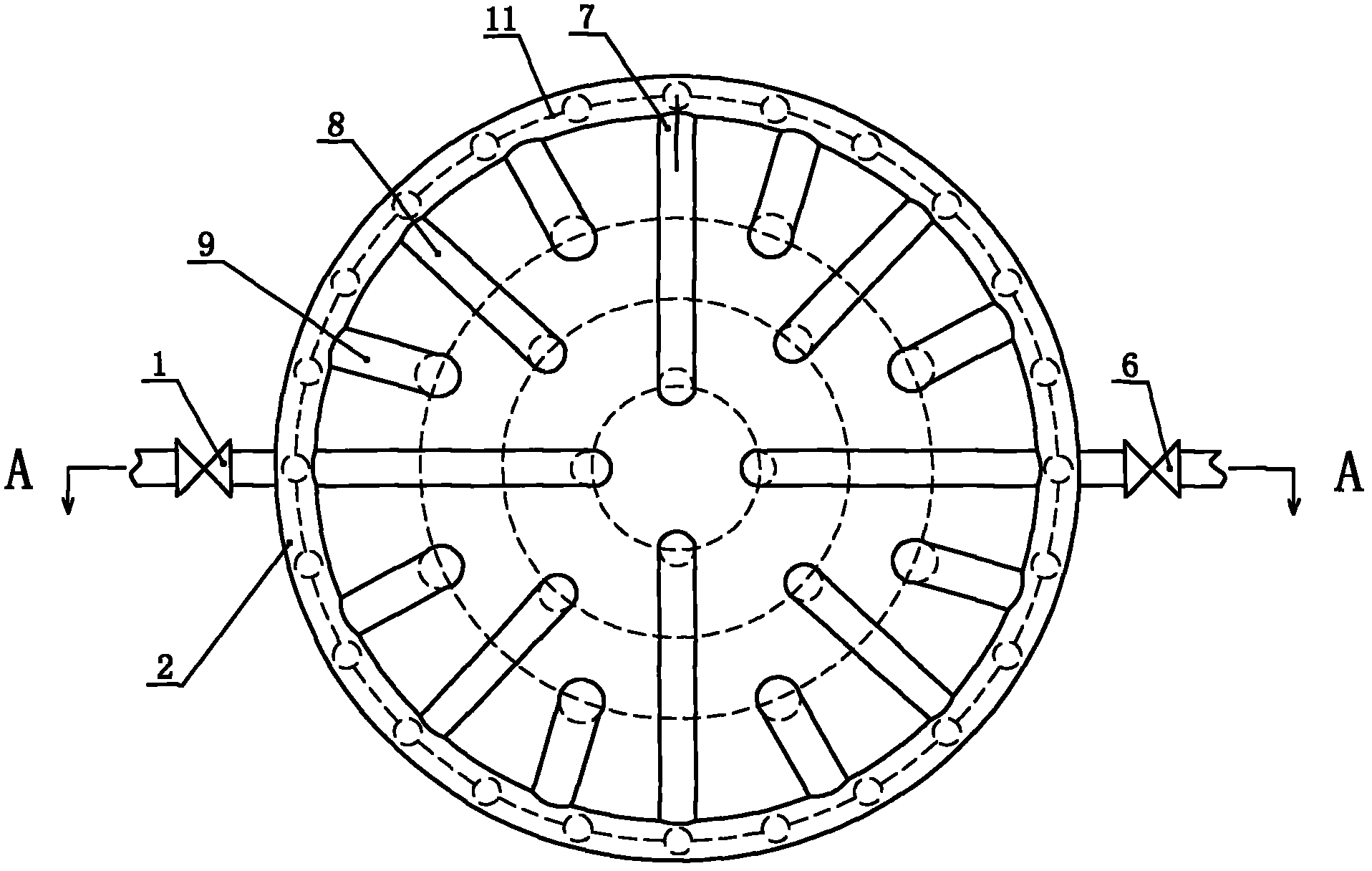 Membrane wall flue gas waste heat absorption device of vertical boiler chimney