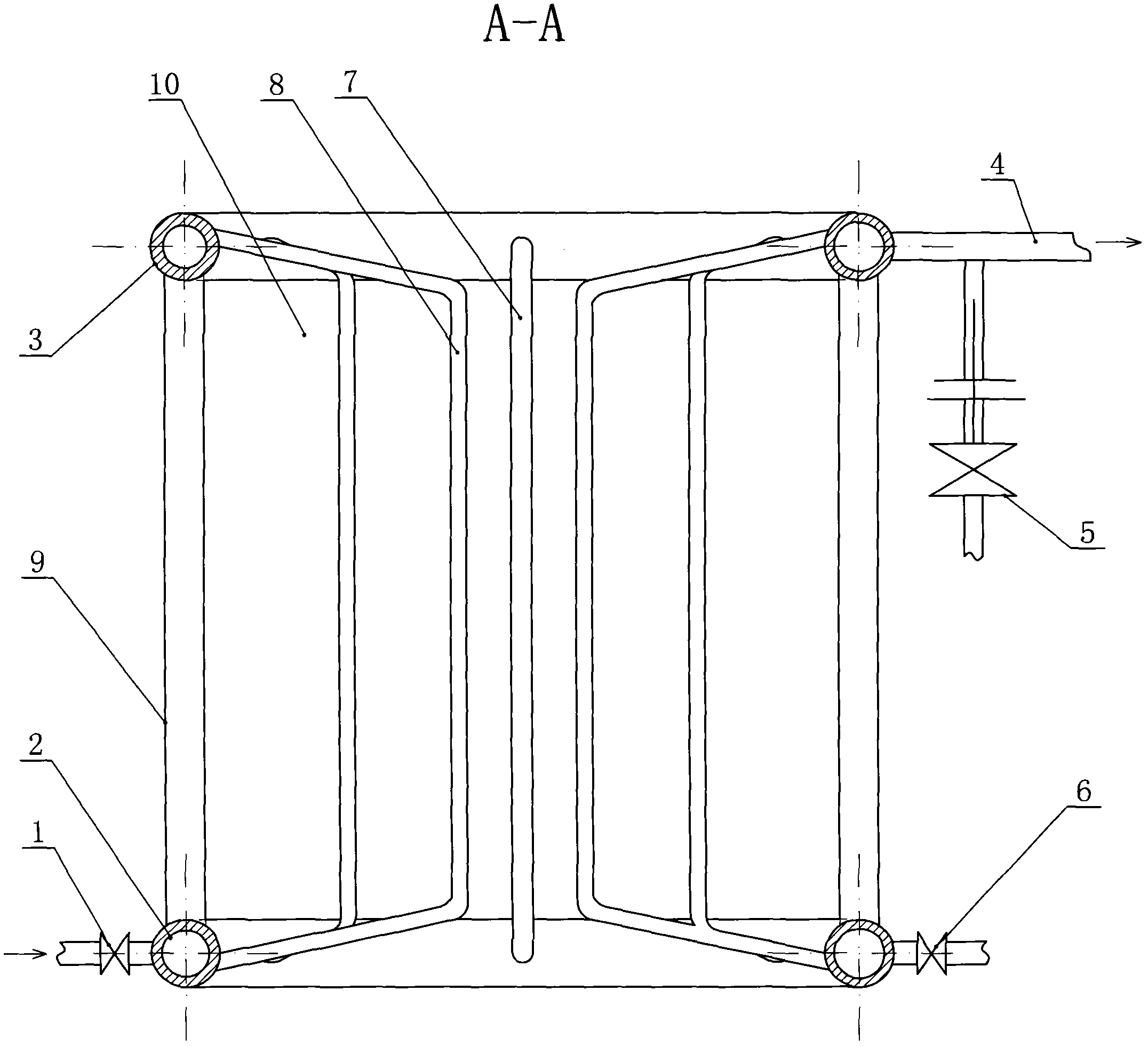 Membrane wall flue gas waste heat absorption device of vertical boiler chimney