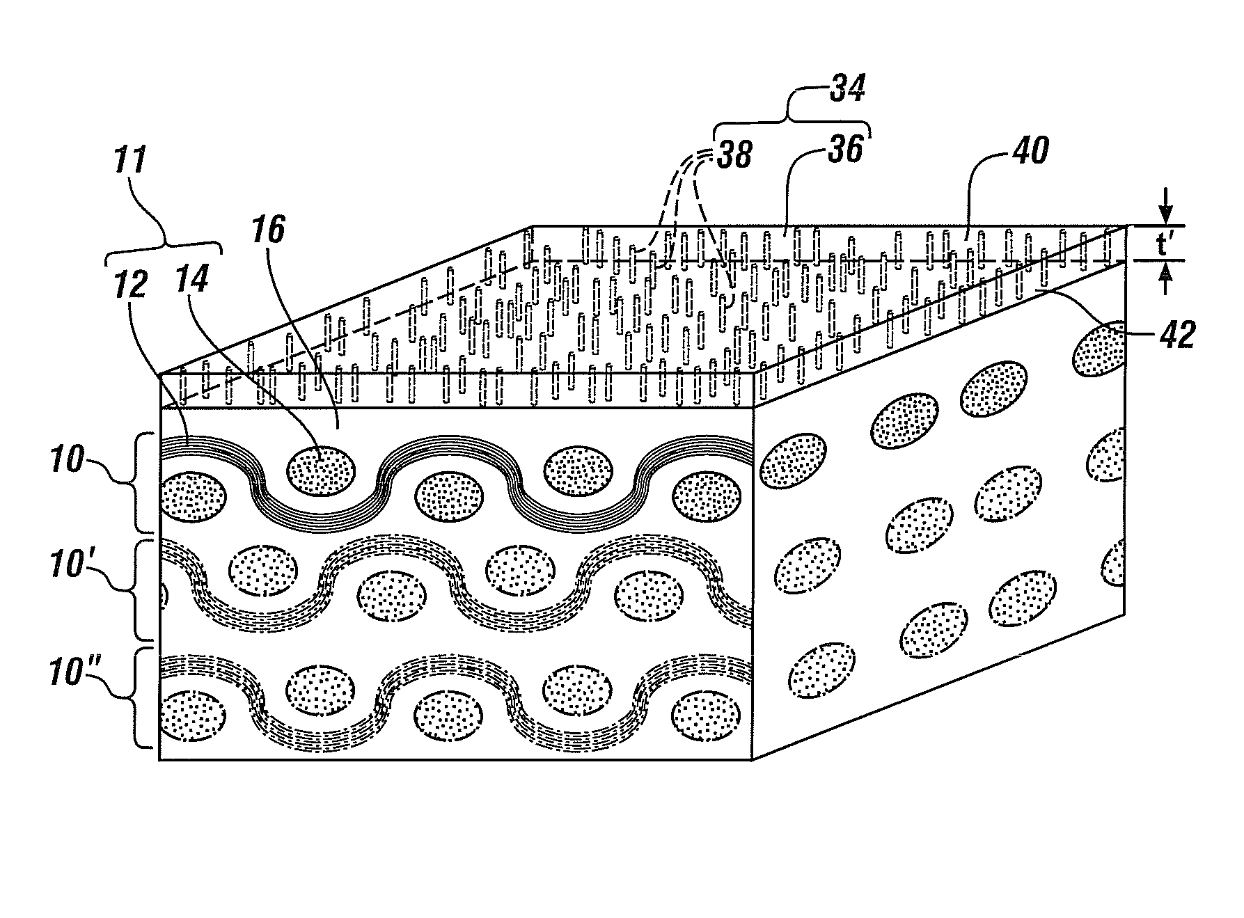 Print through reduction in long fiber reinforced composites by addition of carbon nanotubes