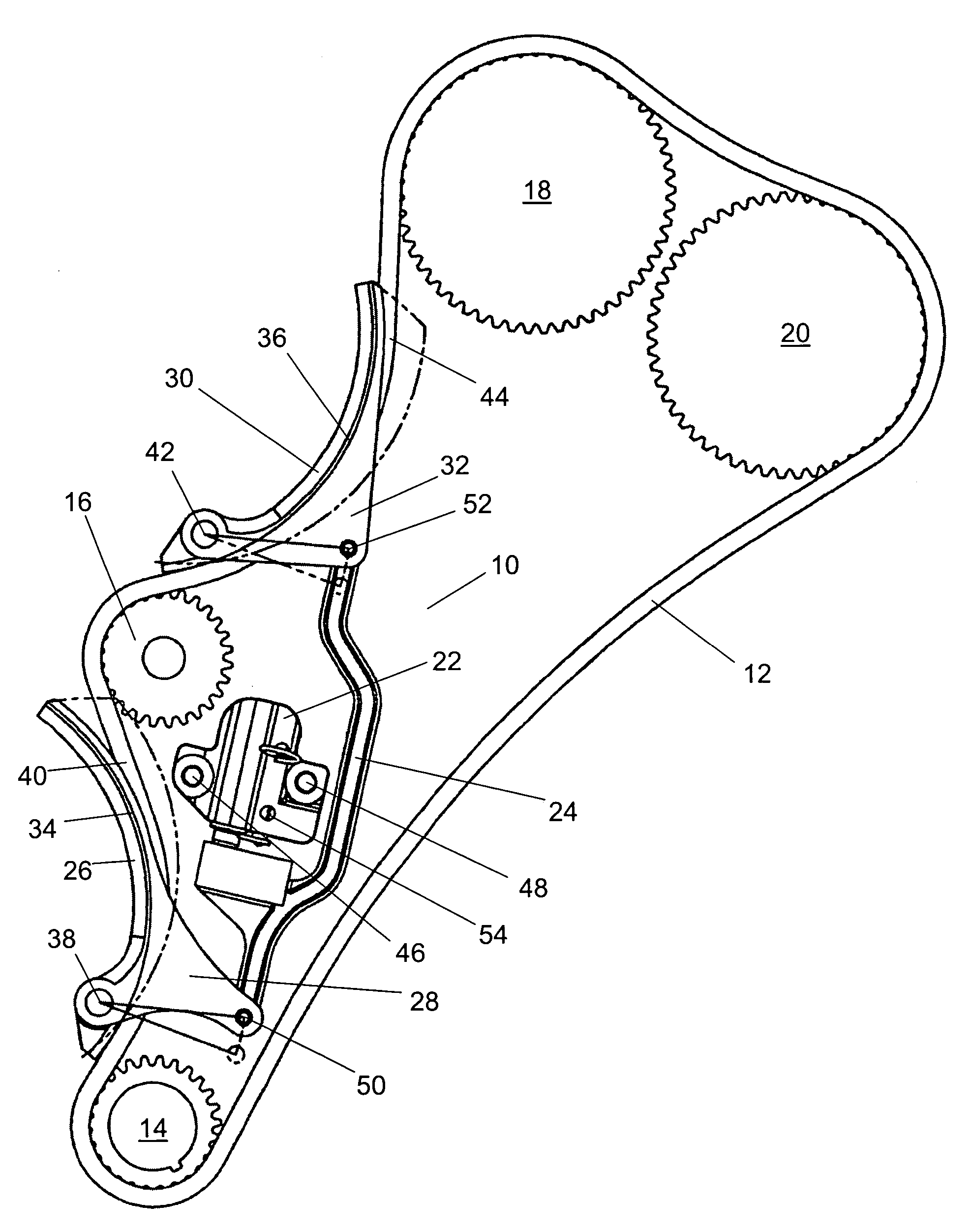 Common link dual arm tensioning device