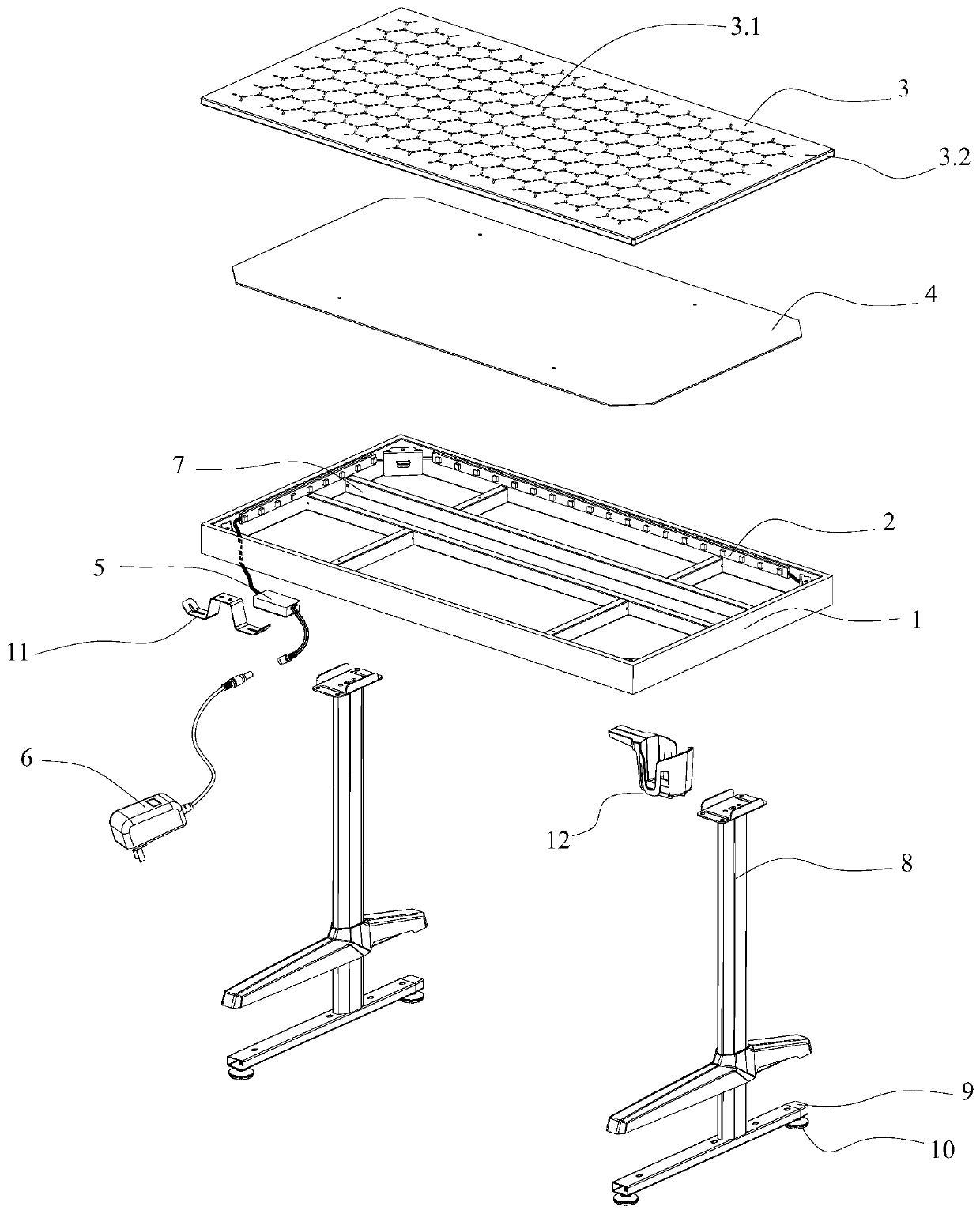 Sound-control light-emitting e-sports table