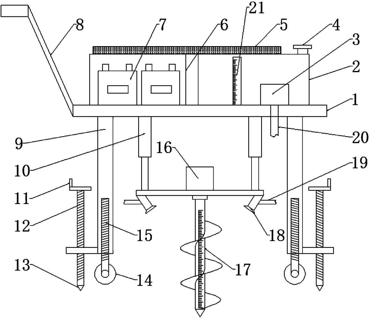 Pit digging device for forestry planting