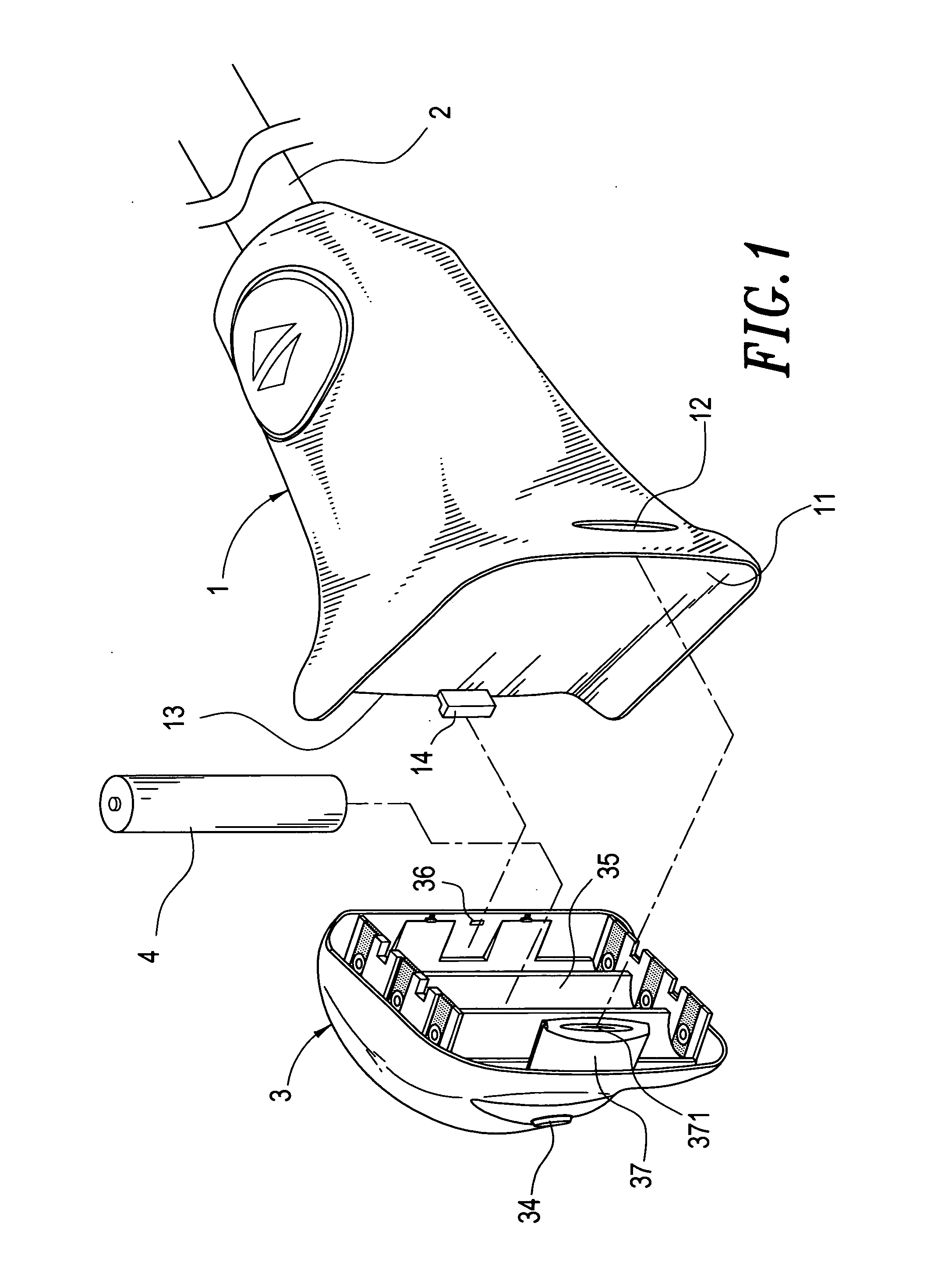 Umbrella grip attached with a light source