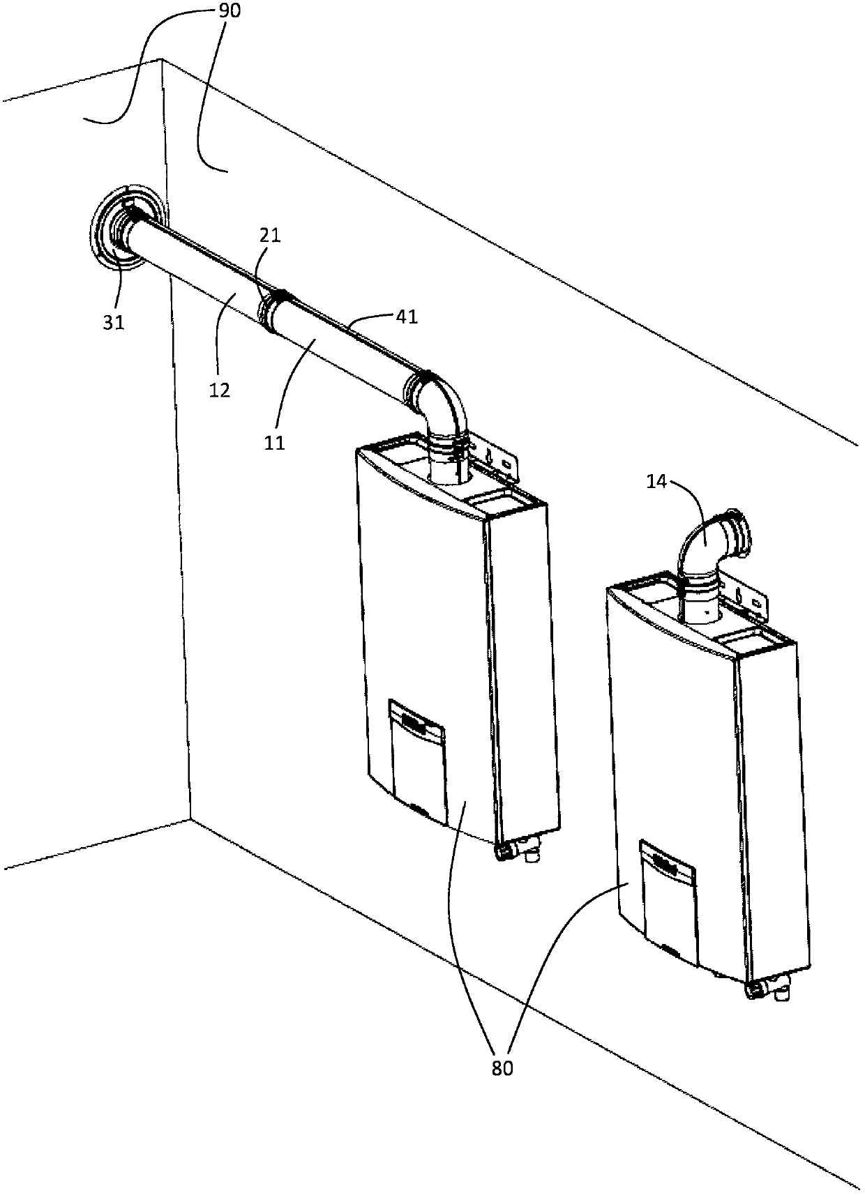 Smoke exhaust pipe assembly and gas equipment system using the assembly