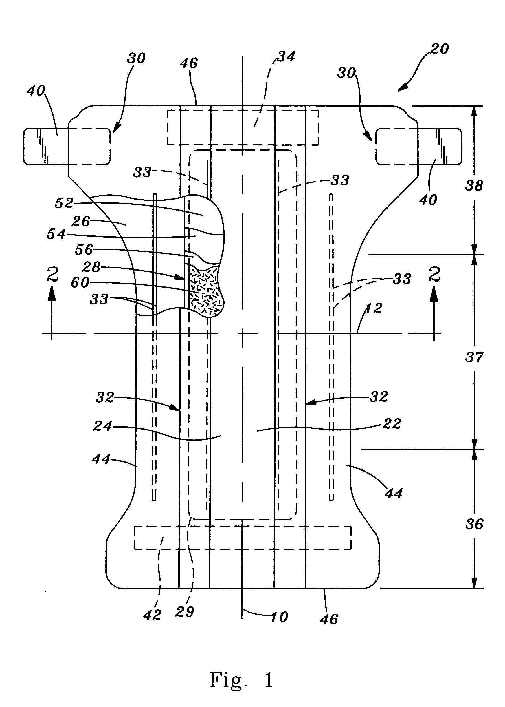 Flexible absorbent article with improved body fit