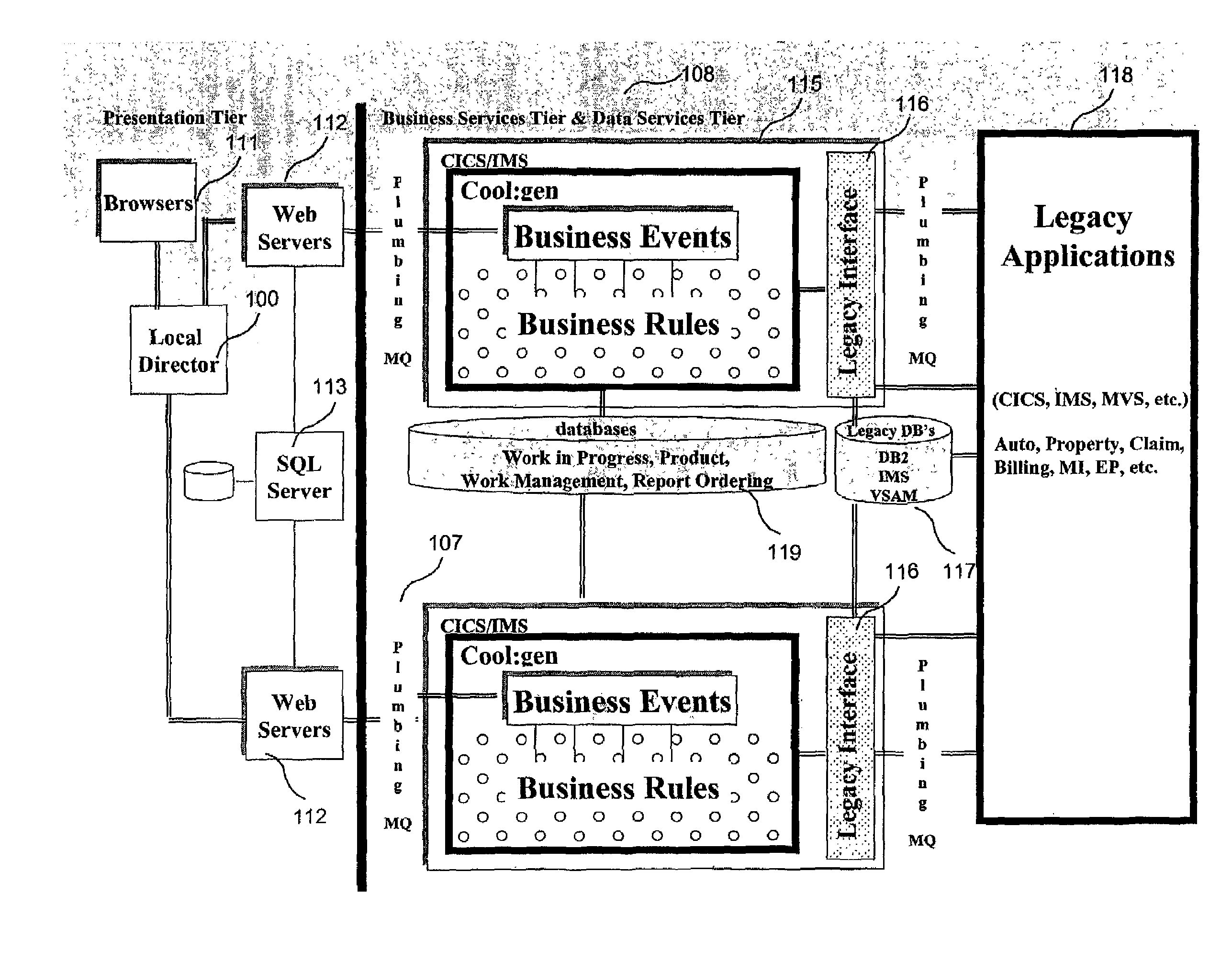 System and method for providing web-based user interface to legacy, personal-lines insurance applications