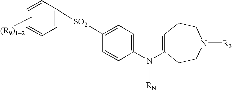 1,2,3,4,5,6-Hexahydroazepino[4,5-B]indoles containing arylsulfones at the 9-position