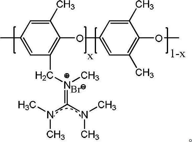 Method for preparing brominated-polyphenylene-ether-guanidination-based homogeneous anion exchange membrane