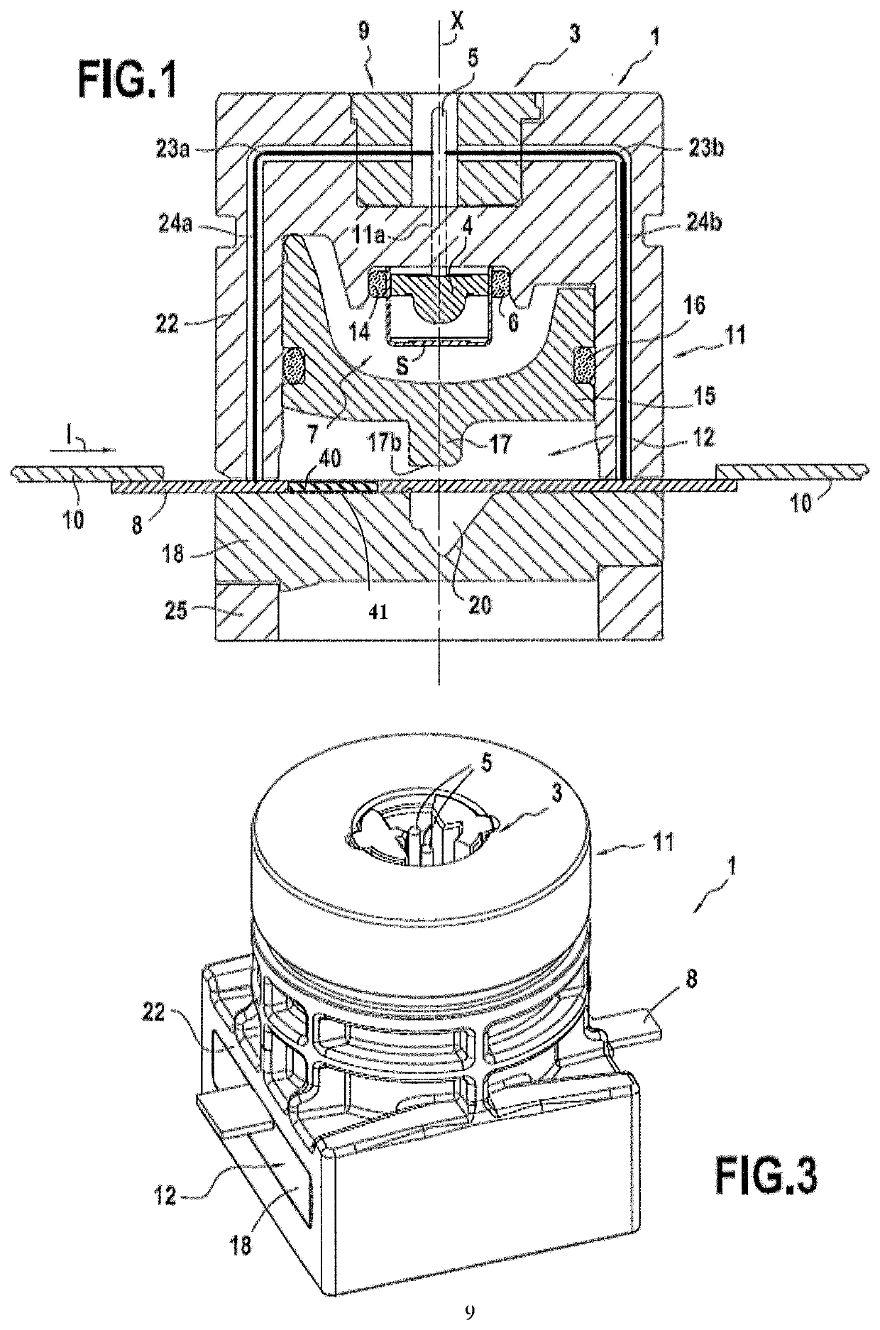 Breaker device for connection to an electrical circuit