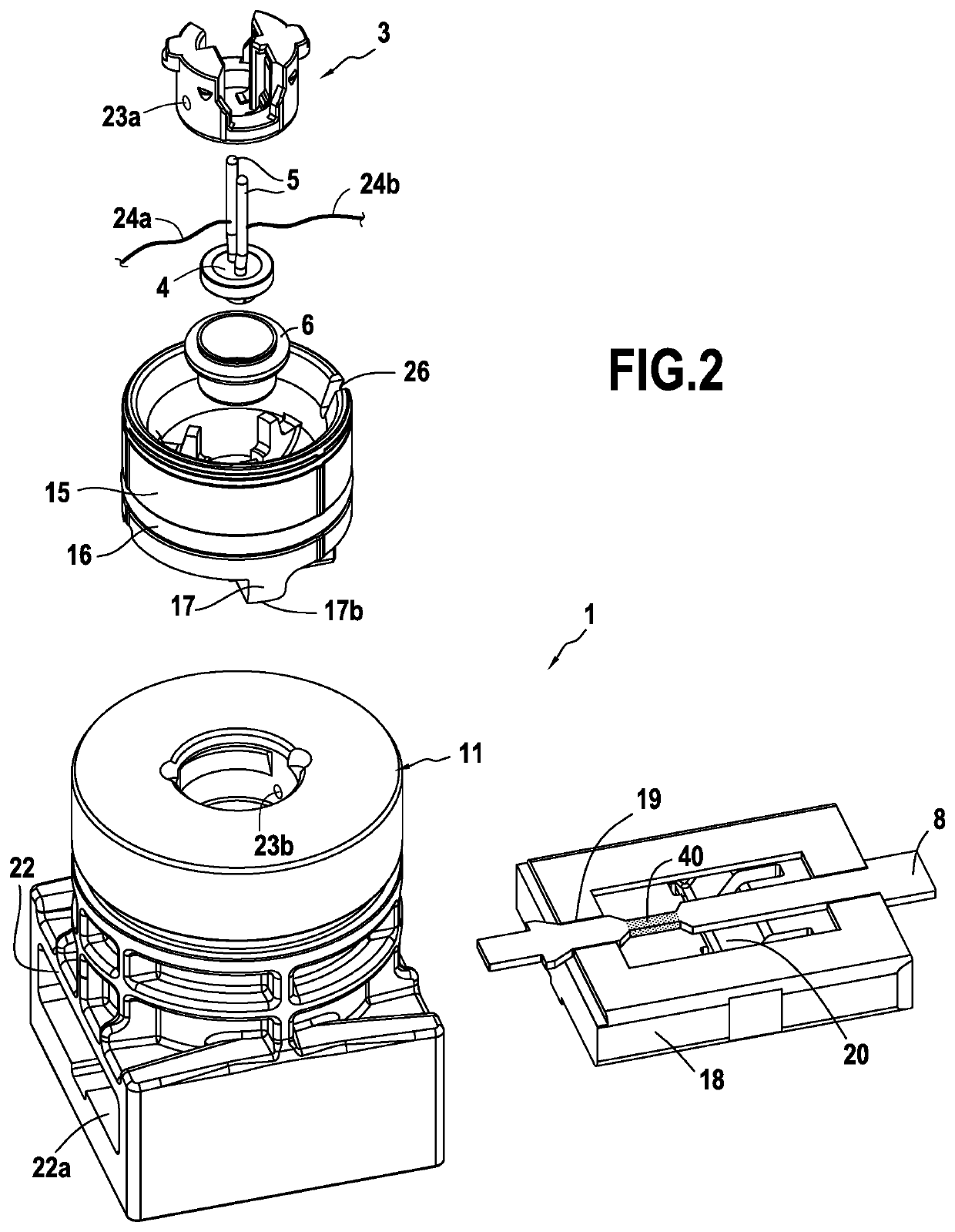 Breaker device for connection to an electrical circuit