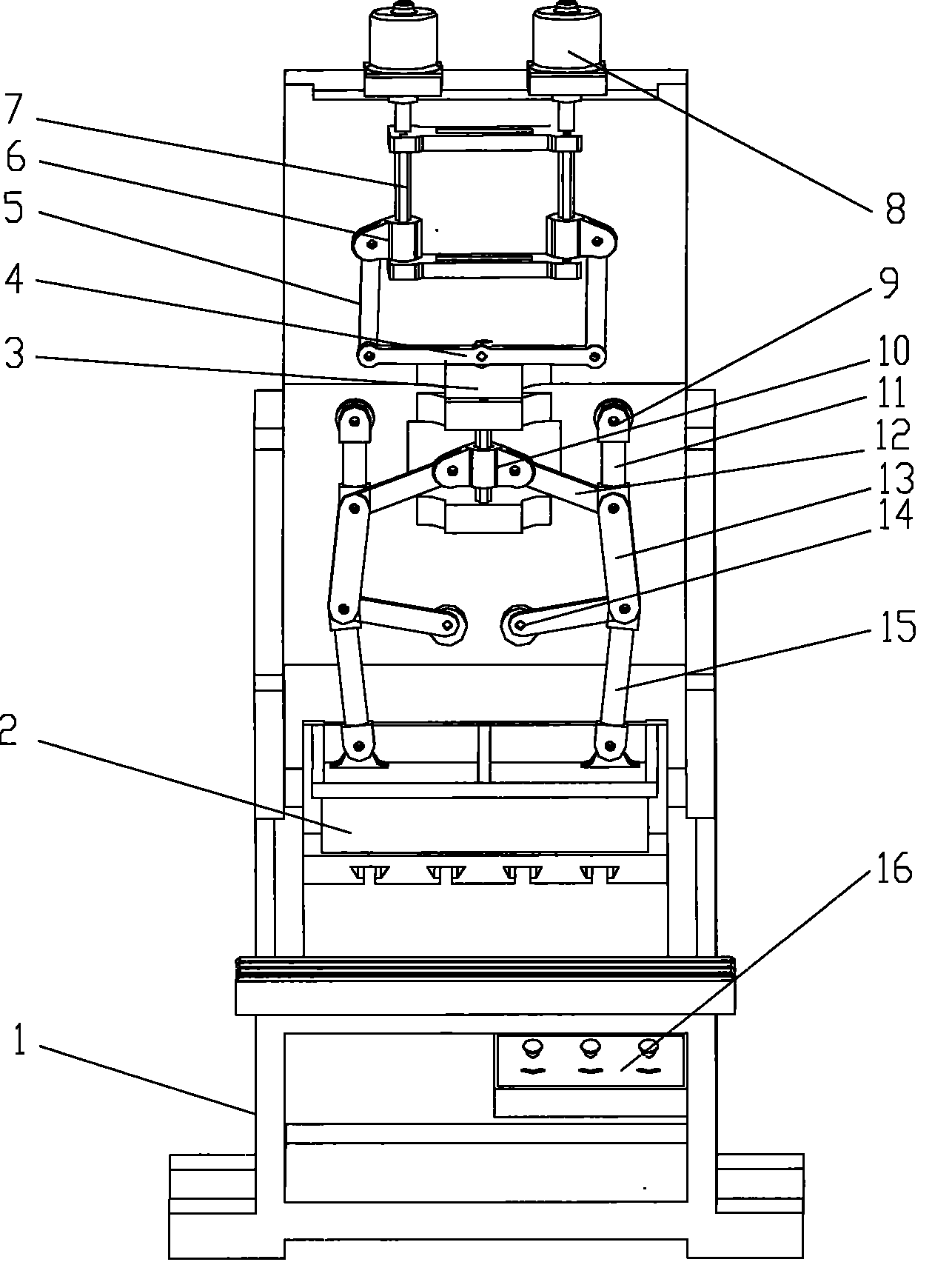 Double-motor mechanical coordination in-phase slider driven eight-bar servo pressure device