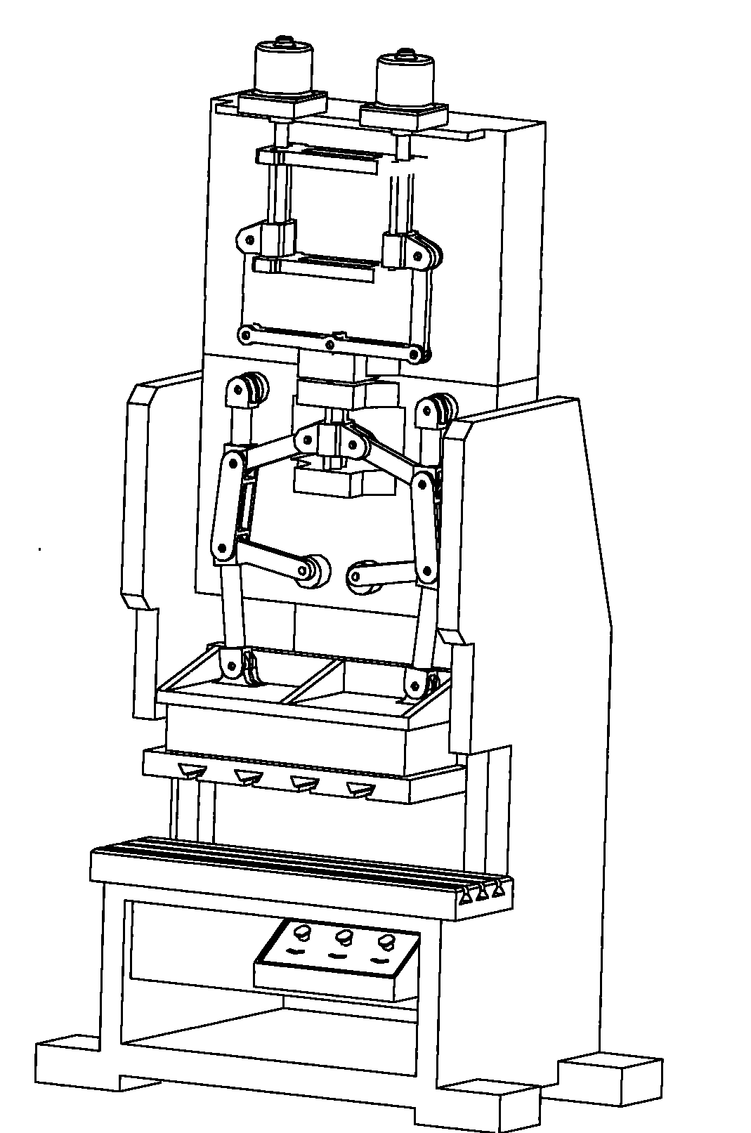 Double-motor mechanical coordination in-phase slider driven eight-bar servo pressure device