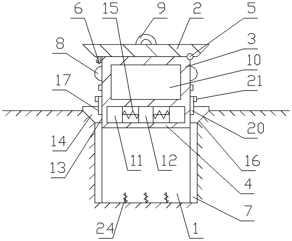 Buried type tool cabinet