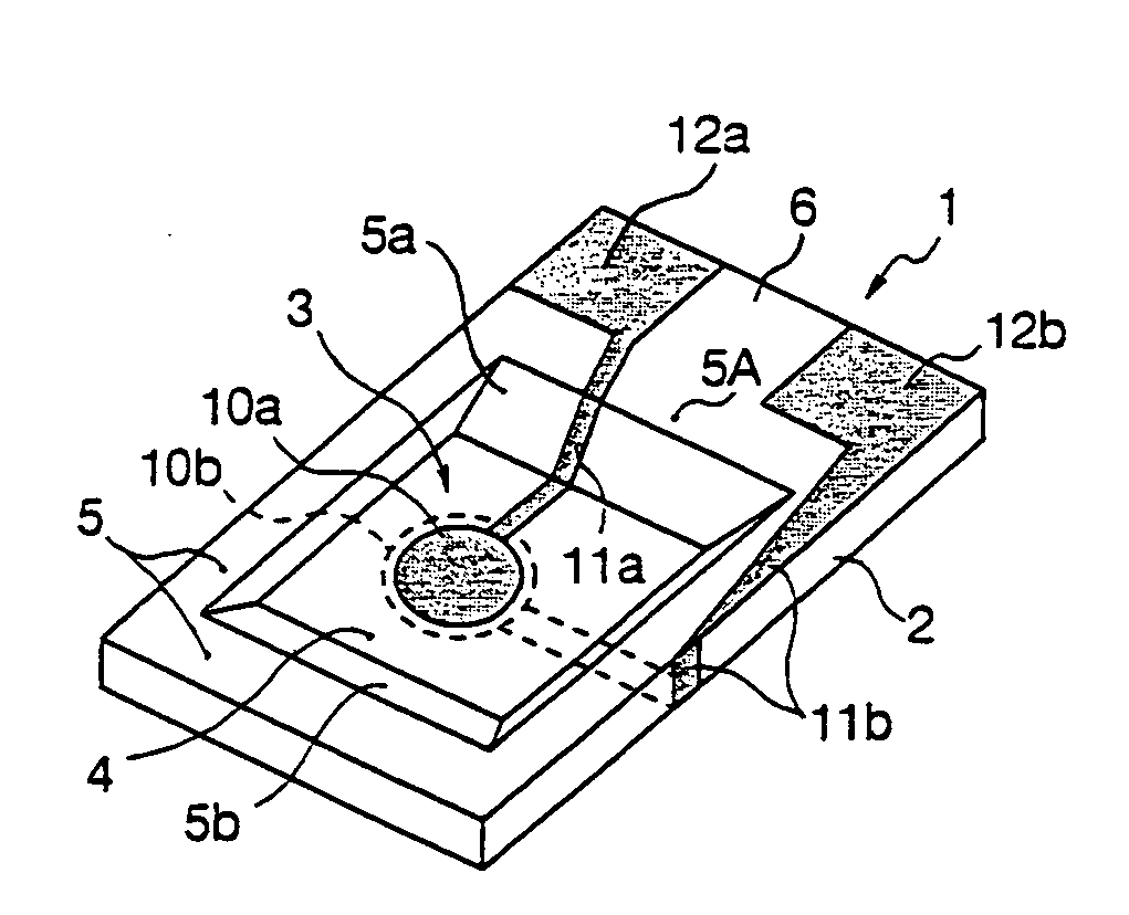 Piezoelectric substrate, piezoelectric resonating element and surface-mount piezoelectric oscillator