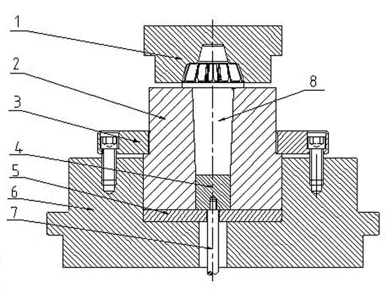 Shaft end bevel gear forging mould