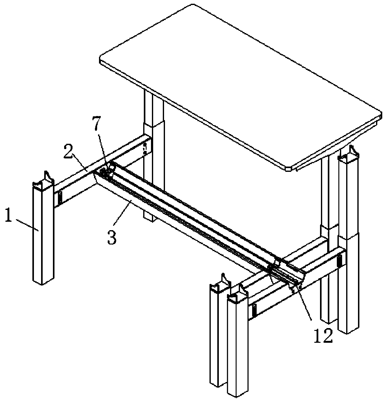 Wiring structure under office desk