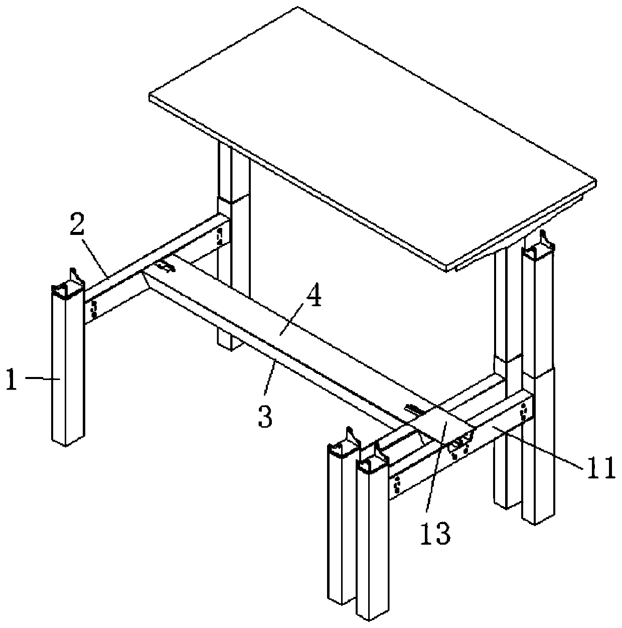 Wiring structure under office desk