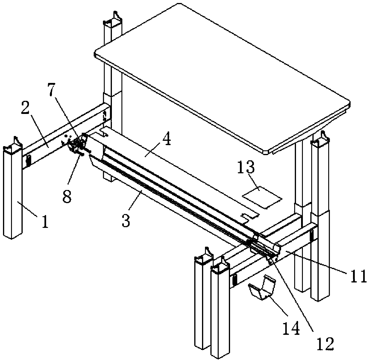 Wiring structure under office desk