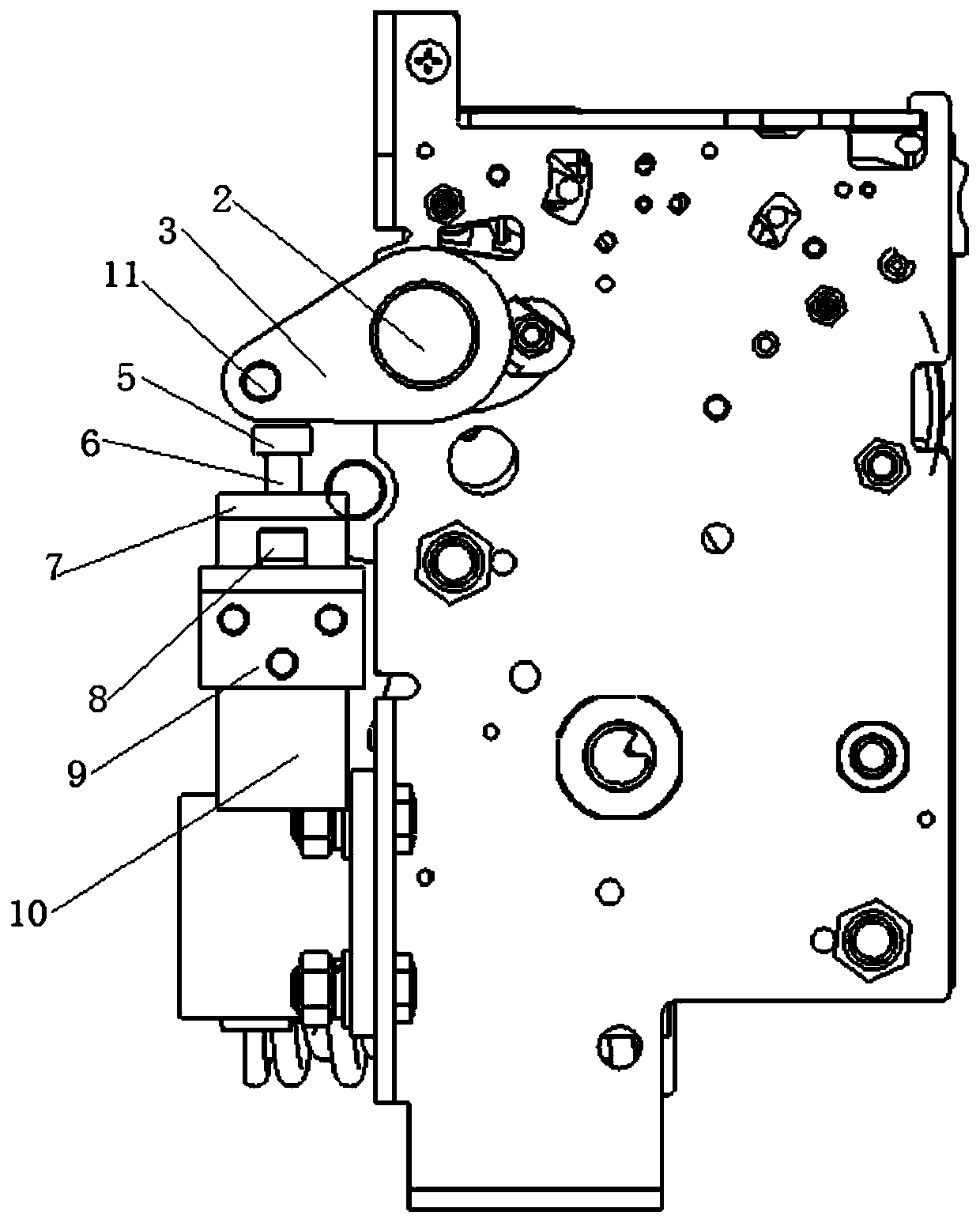 A mechanism with a flexible opening buffer anti-rebound device on a low-voltage circuit breaker