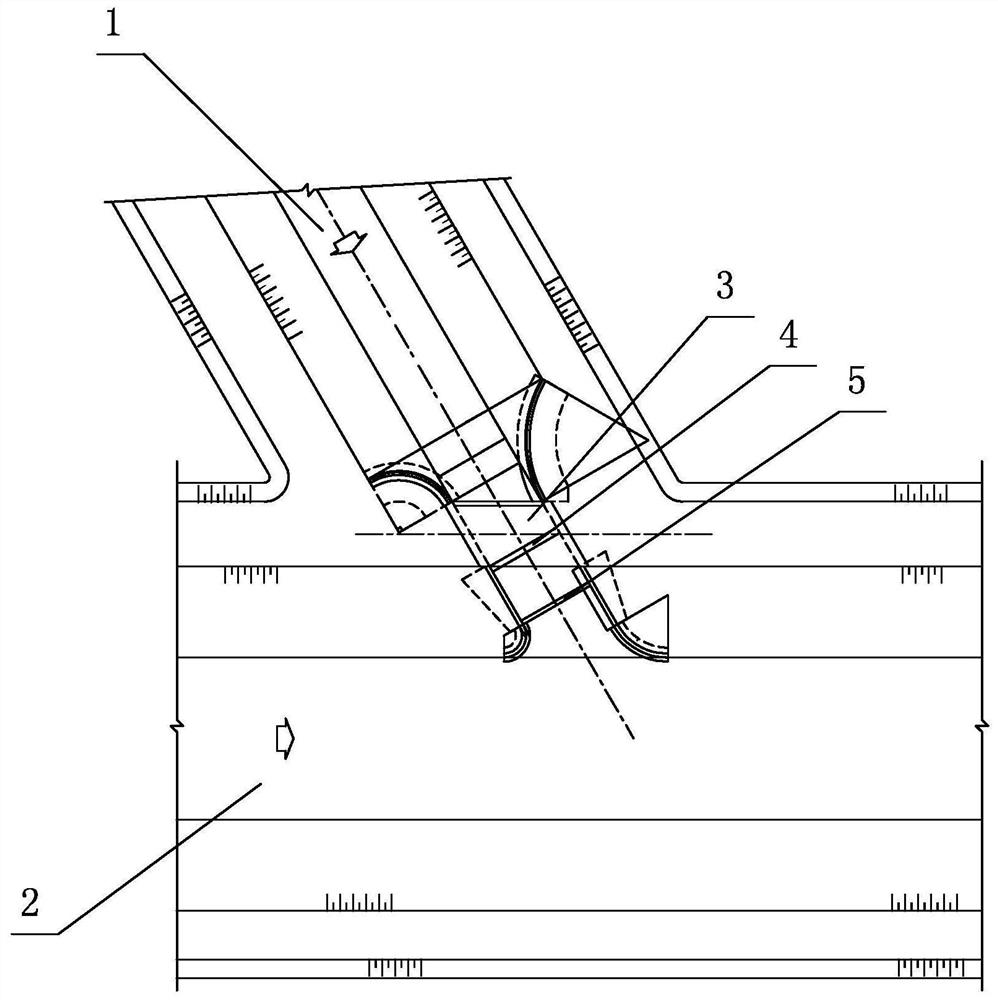 Structures and construction method for main canal entering river section drop energy dissipation and downstream canal slope repairing and reinforcing