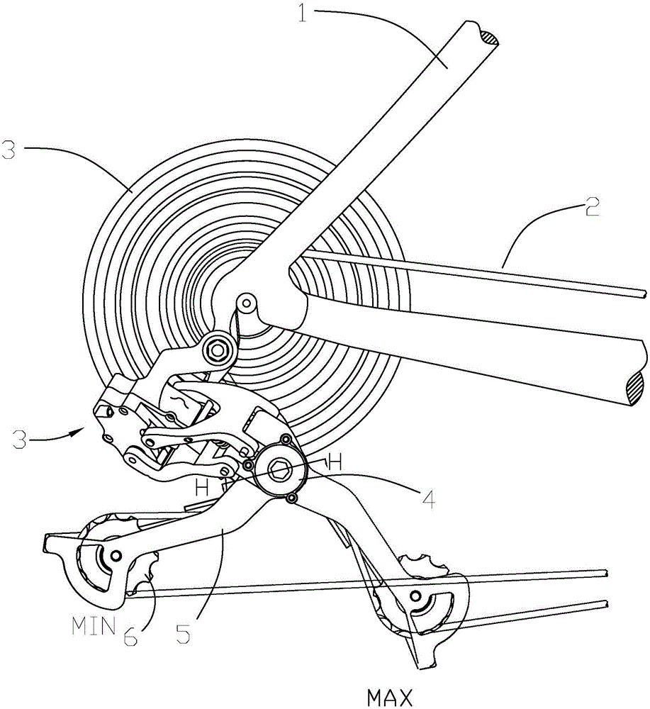 Chain tension adjusting device of rear derailleur for bicycle