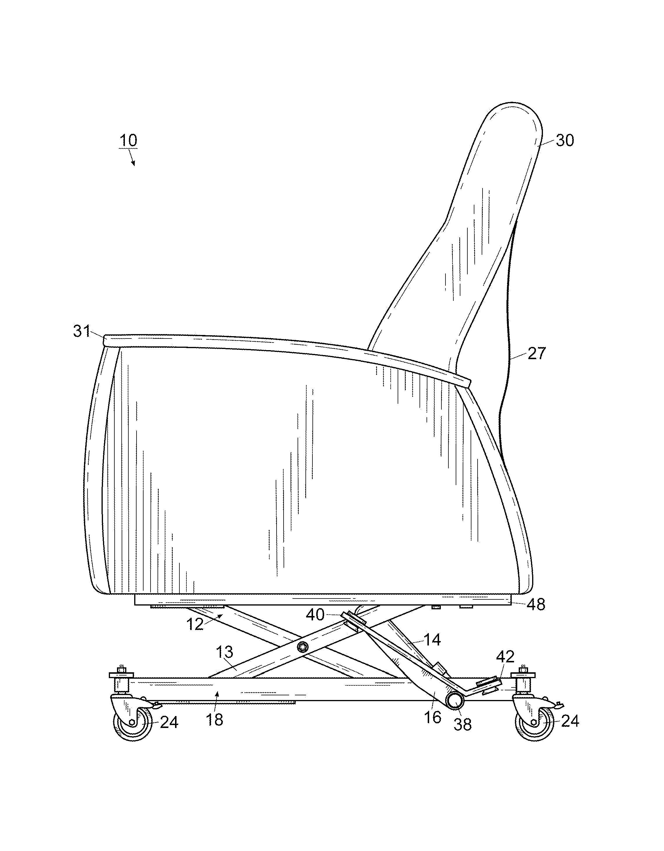 Chair base with scissor lift