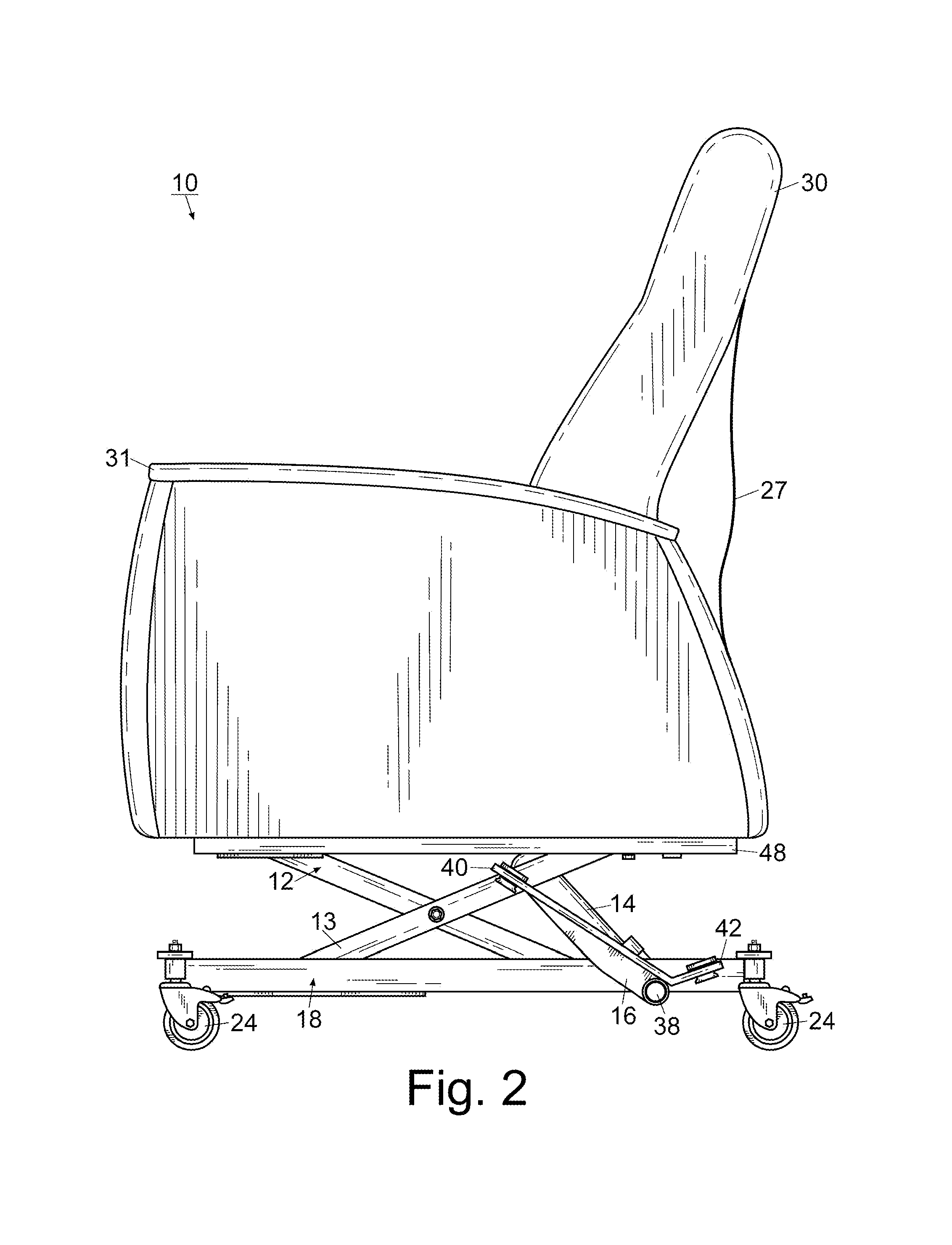 Chair base with scissor lift